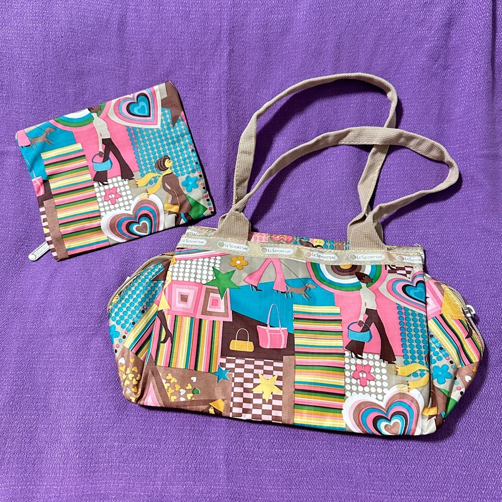 Colorful Patchwork Tote and Pouch Set